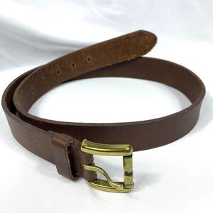 NY Jeans Belt Womens Large Brown Genuine Leather Gold Square buckle